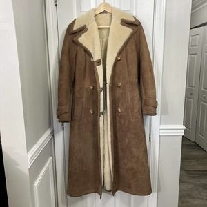 Sawyer Of Napa California Women’s Size 8 Shearling Long Coat Double Breasted USA